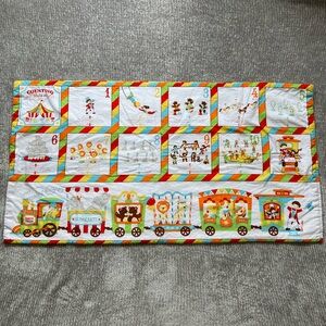 Vintage Baby Quilt Blanket Kitchsy Cute Animal Train Counting Soft Retro